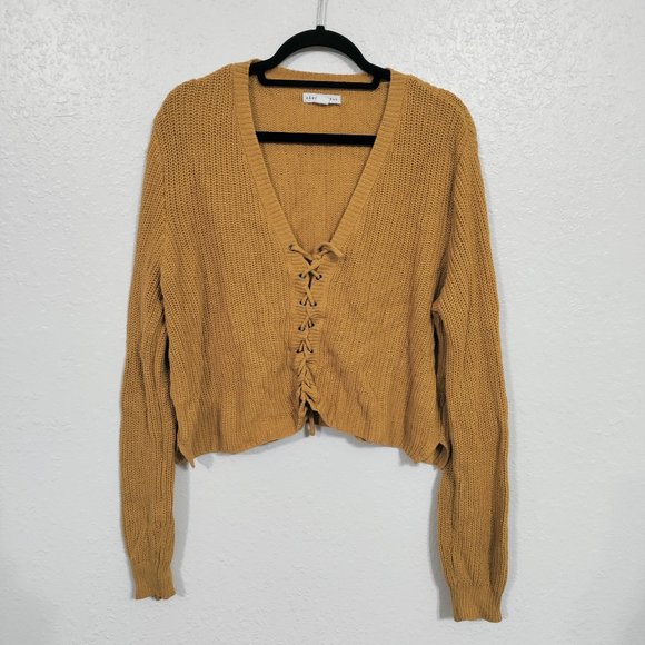 Aeropostale Women's Crisscross String Sweater Yellow XL - Picture 1 of 9